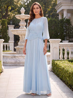 Nicanora Faye Sky Blue front view mother of the bride dress
