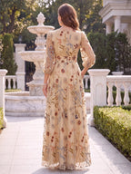 Sabine Laurel Champagne back view mother of the bride dress