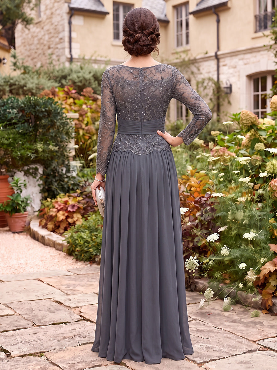Katarina Grace Grey back view mother of the bride dress