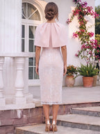 Nadine Pearl Pink back view wedding guest dress