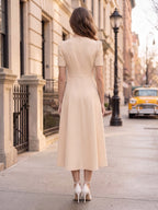 Quilla Nude back view wedding guest dress
