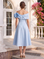 Yara Sky Blue back view wedding guest dress