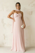 A Line Light Pink Sweetheart Chiffon Long Formal Prom Gown