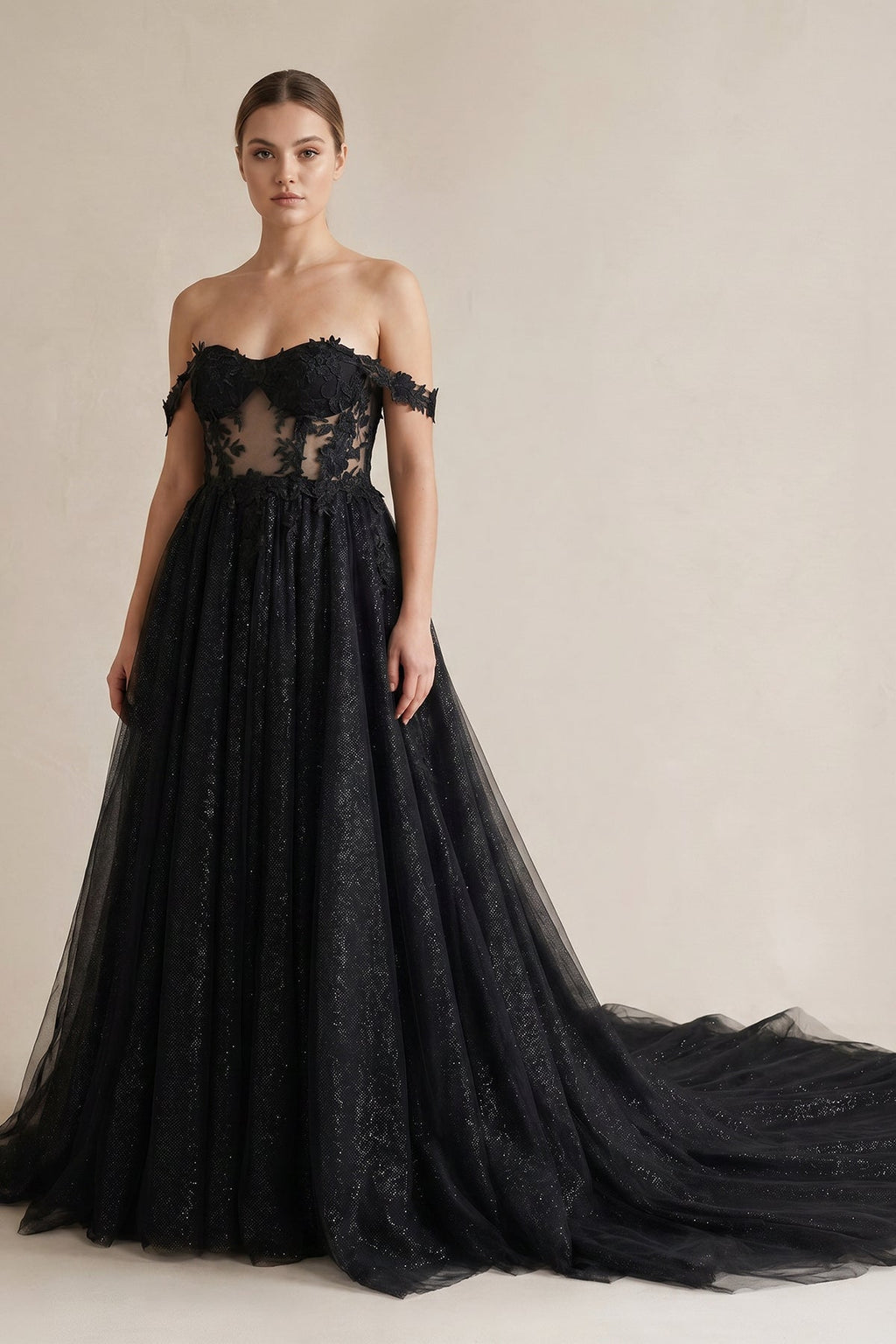 Honora Black front view wedding dress