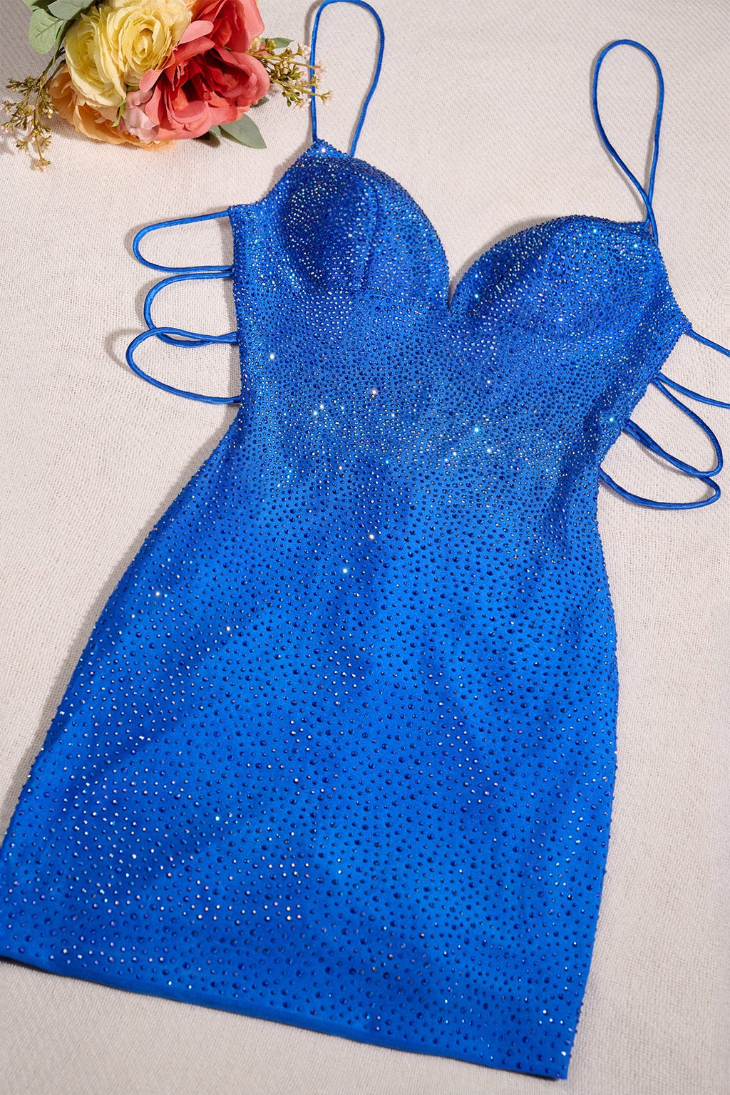Sheath Beaded Satin Homecoming Dress