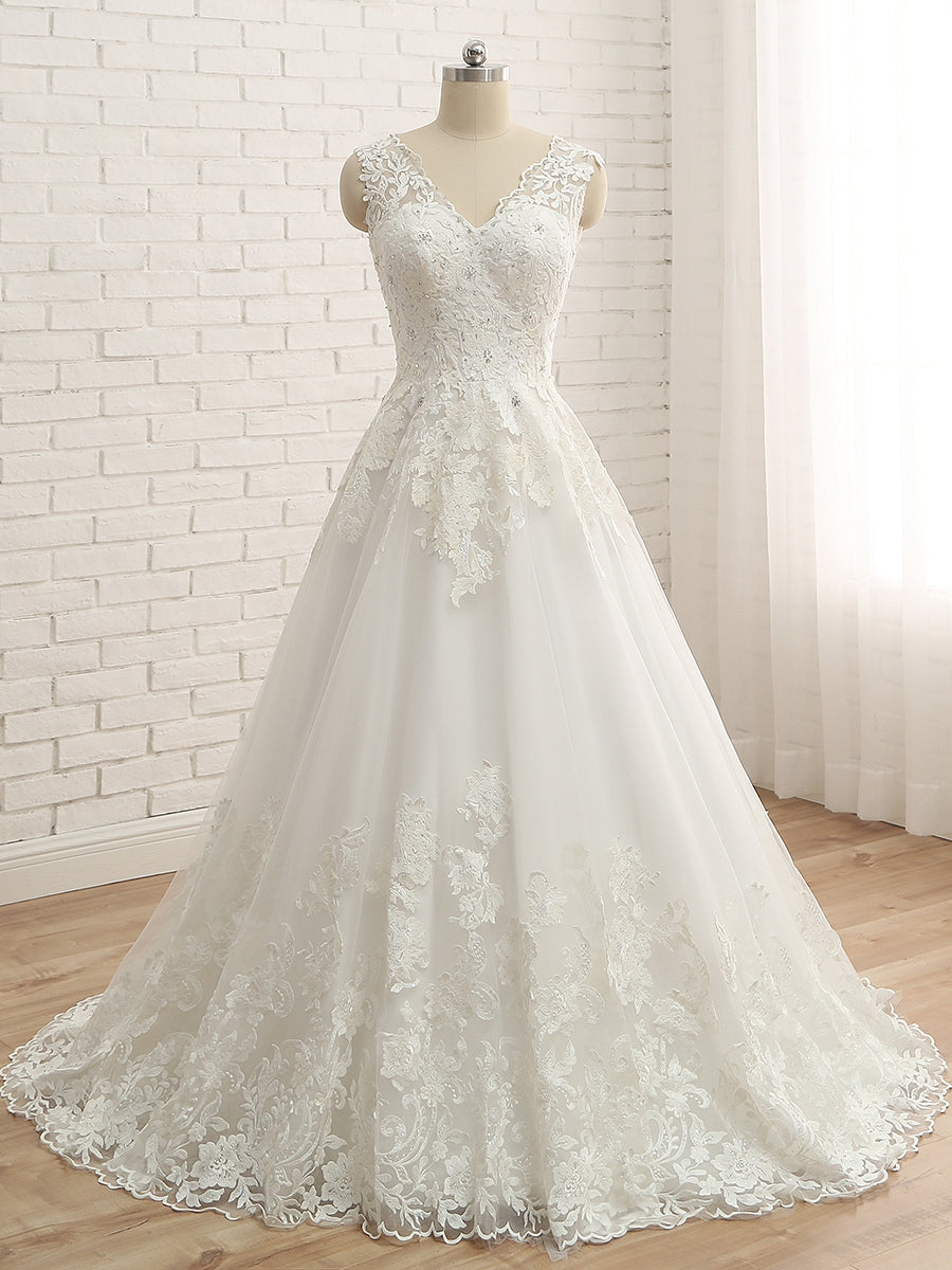 Eirene ivory front view wedding dress