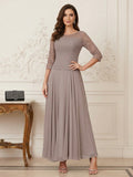 Briana Mae Taupe front view mother of the bride dress