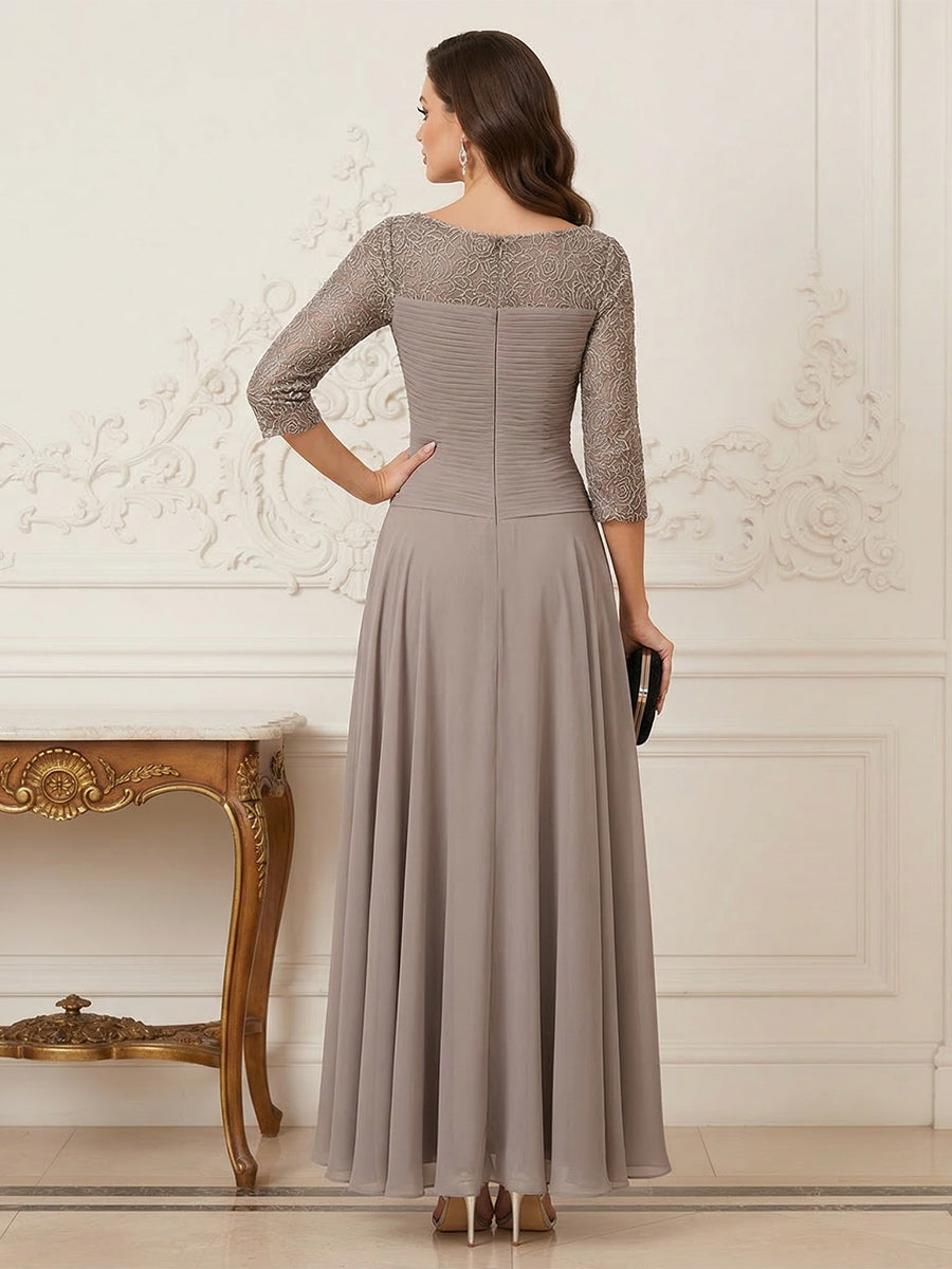 Briana Mae Taupe back view mother of the bride dress