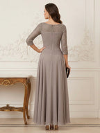 Briana Mae Taupe back view mother of the bride dress