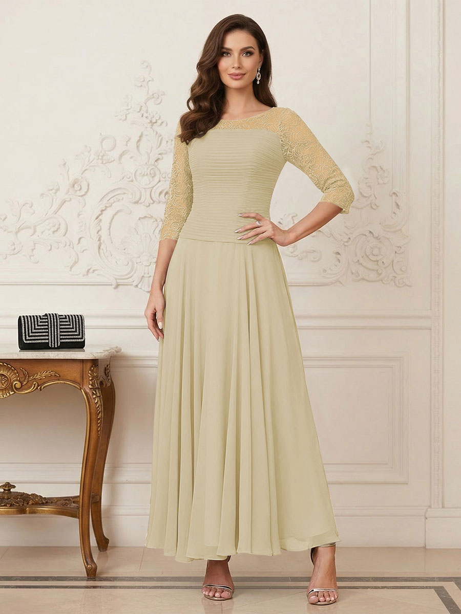 Briana Mae Champagne back view mother of the bride dress