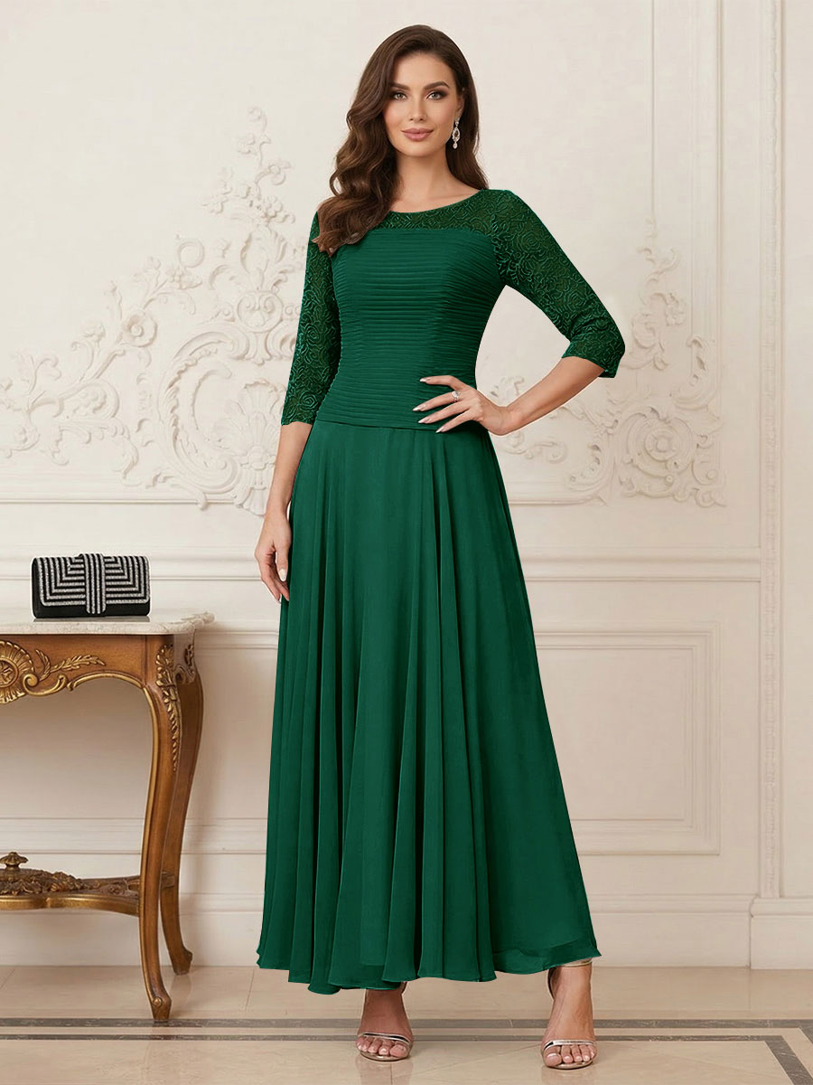 Briana Mae Hunter Green front view mother of the bride dress