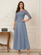 Briana Mae Dusty Blue front view mother of the bride dress
