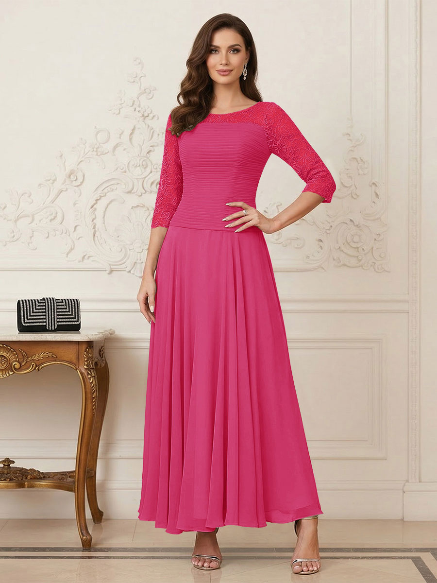 Briana Mae Hot Pink front view mother of the bride dress