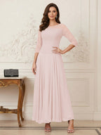 Briana Mae Pearl Pink front view mother of the bride dress