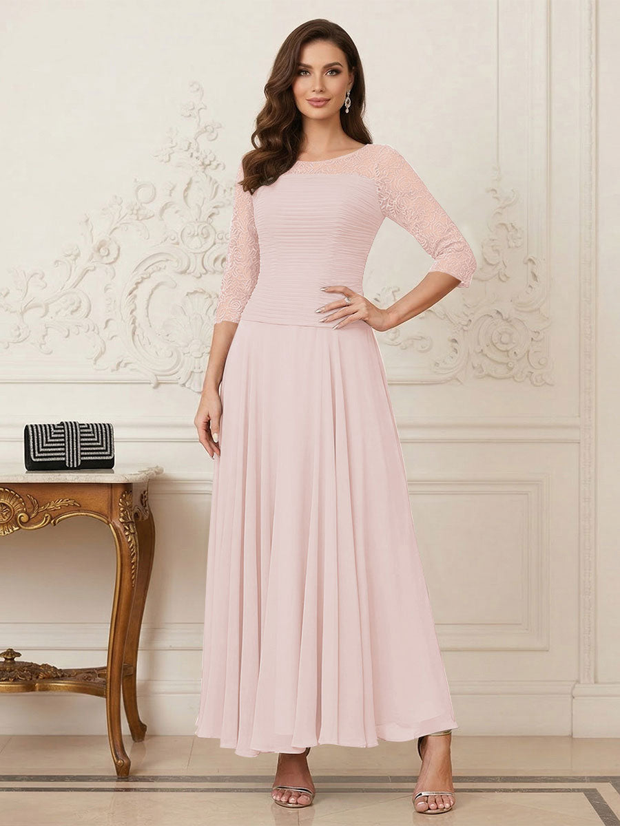 Briana Mae Pearl Pink front view mother of the bride dress