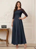 Briana Mae Navy Blue front view mother of the bride dress