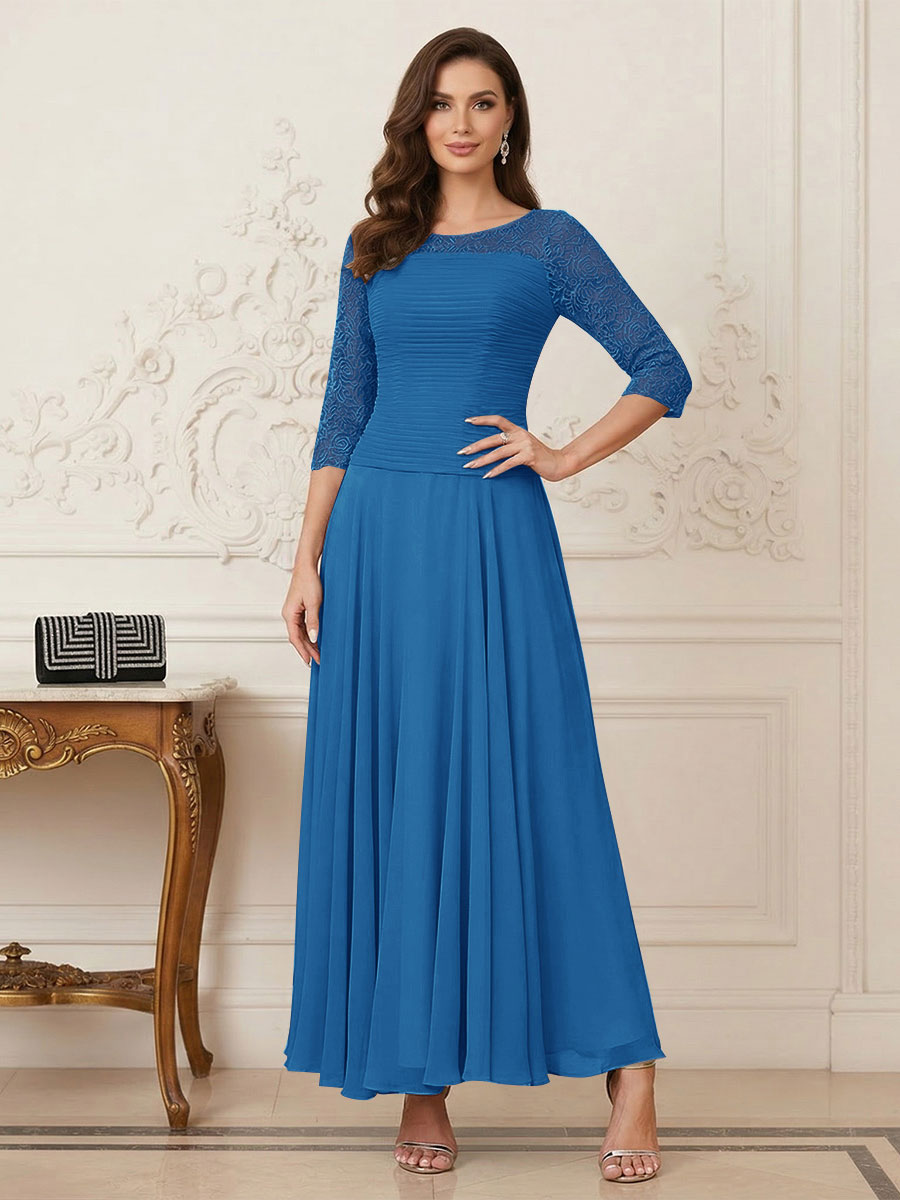 Briana Mae Ocean Blue front view mother of the bride dress