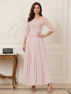 Briana Mae Pearl Pink back view mother of the bride dress