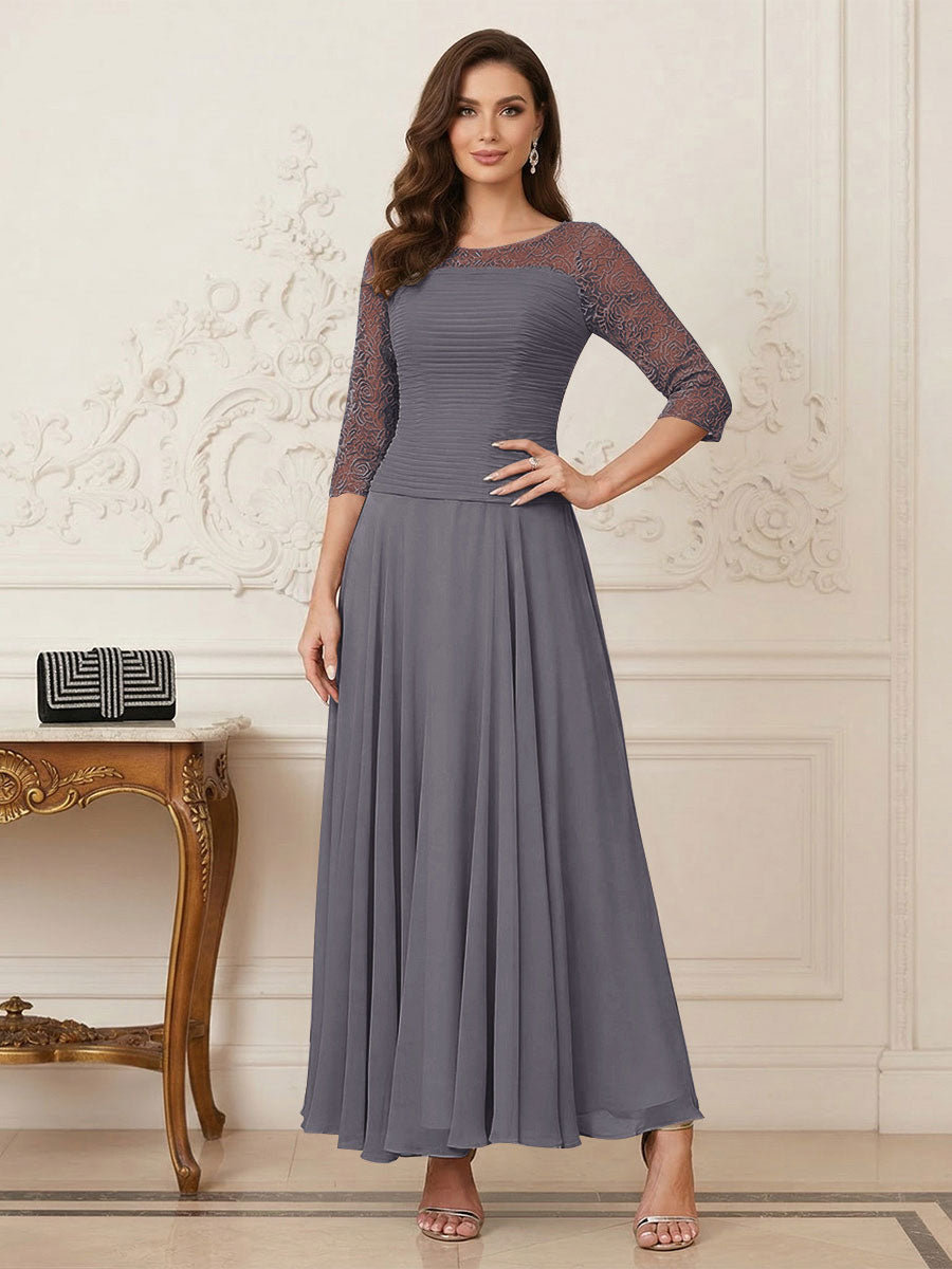 Briana Mae Steel Grey front view mother of the bride dress