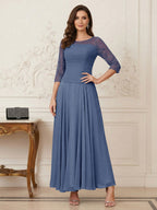 Briana Mae Steel Blue front view mother of the bride dress