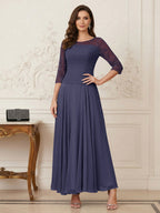 Briana Mae Dusty Blue back view mother of the bride dress