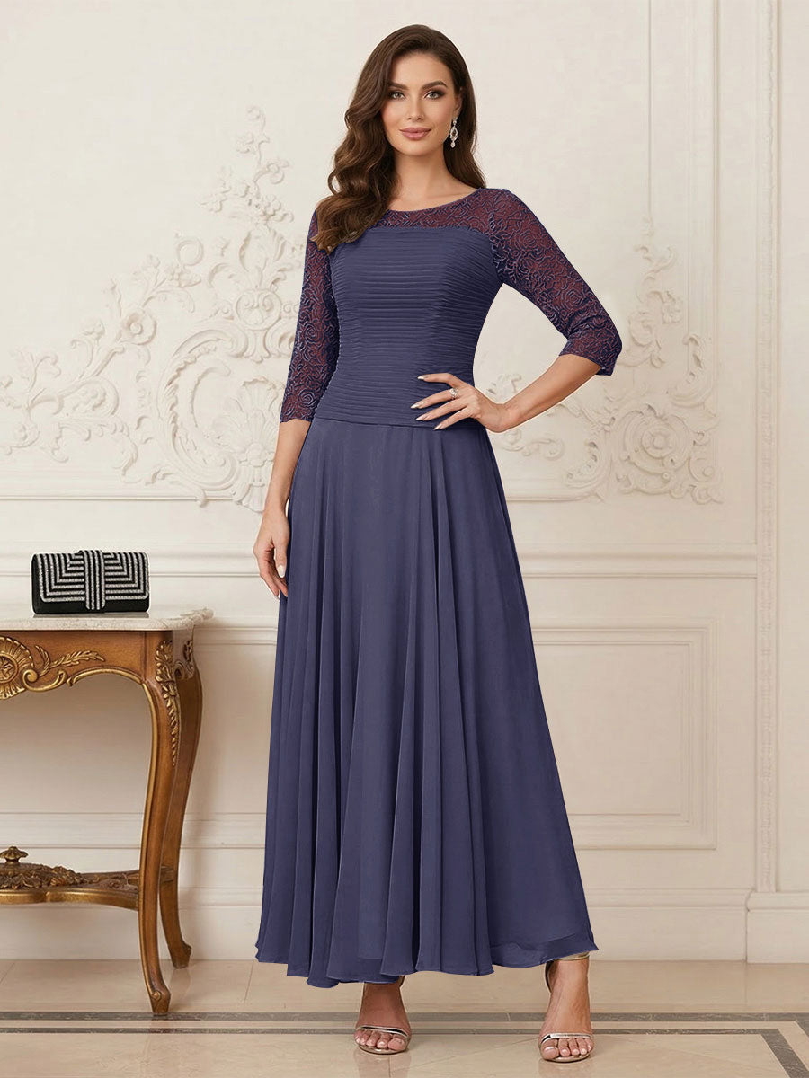 Briana Mae Dusty Blue back view mother of the bride dress