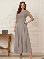 Briana Mae Taupe side view mother of the bride dress