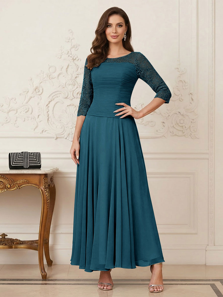 Briana Mae Teal front view mother of the bride dress