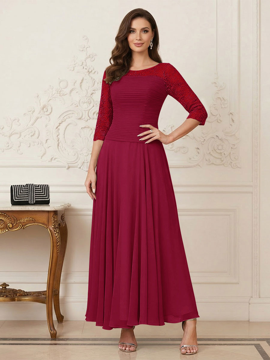 Briana Mae Burgundy side view mother of the bride dress
