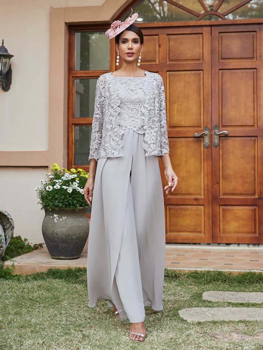Severine silver side view mother of the bride outfit