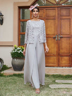 Severine silver side view mother of the bride outfit
