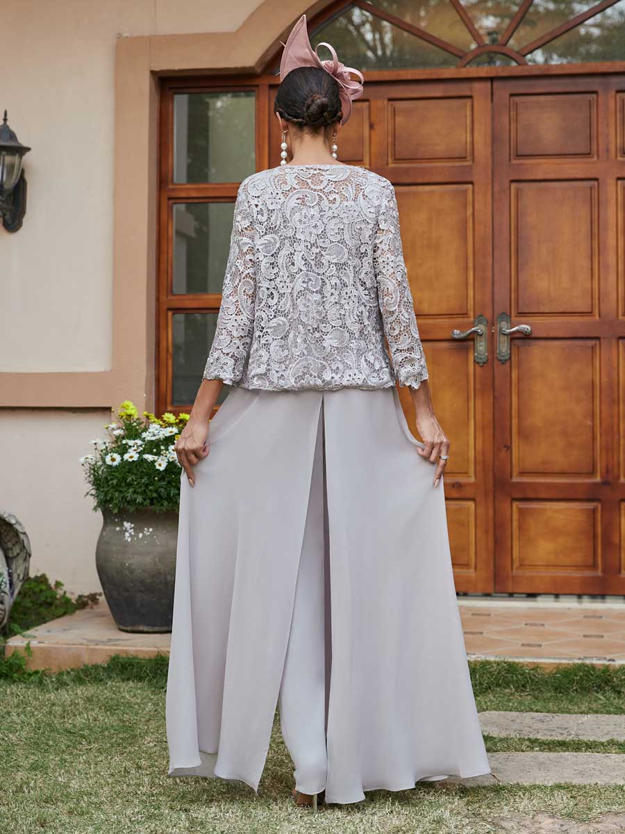 Severine silver back view mother of the bride outfit