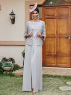 Severine silver fabric detail mother of the bride outfit