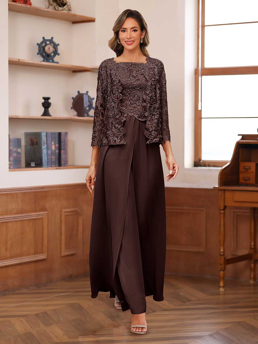 Severine brown front view mother of the bride outfit