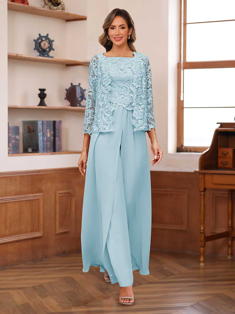Severine sky blue front view mother of the bride outfit