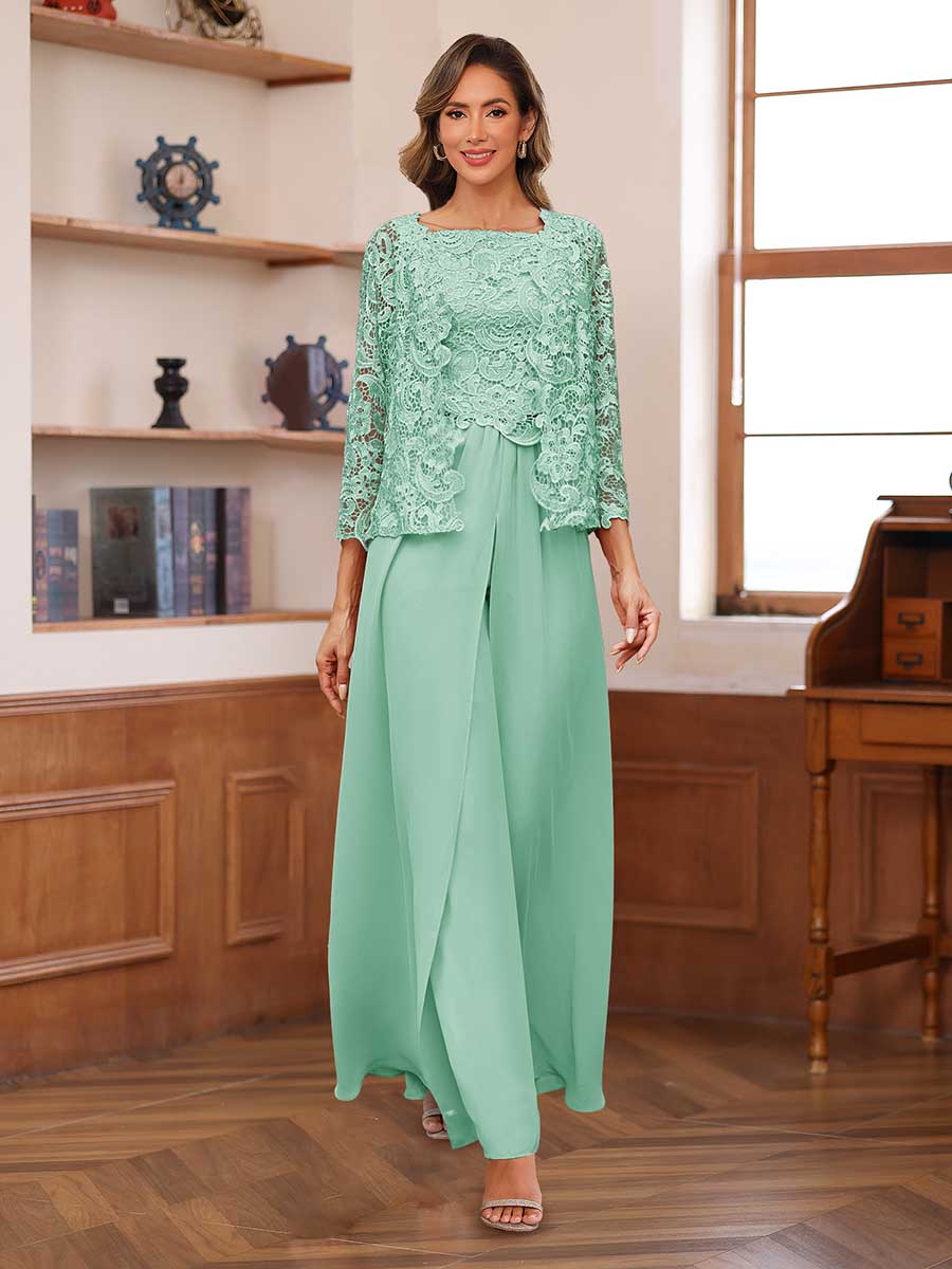 Severine mint green front view mother of the bride outfit