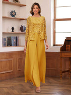 Severine gold front view mother of the bride outfit