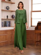 Severine olive green front view mother of the bride outfit