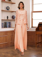 Severine peach front view mother of the bride outfit