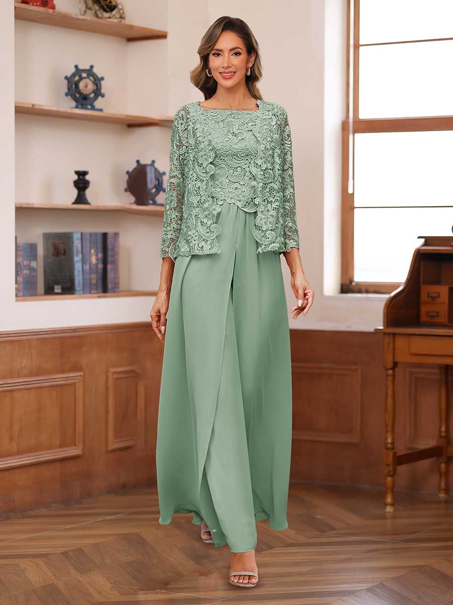 Severine sage green front view mother of the bride outfit