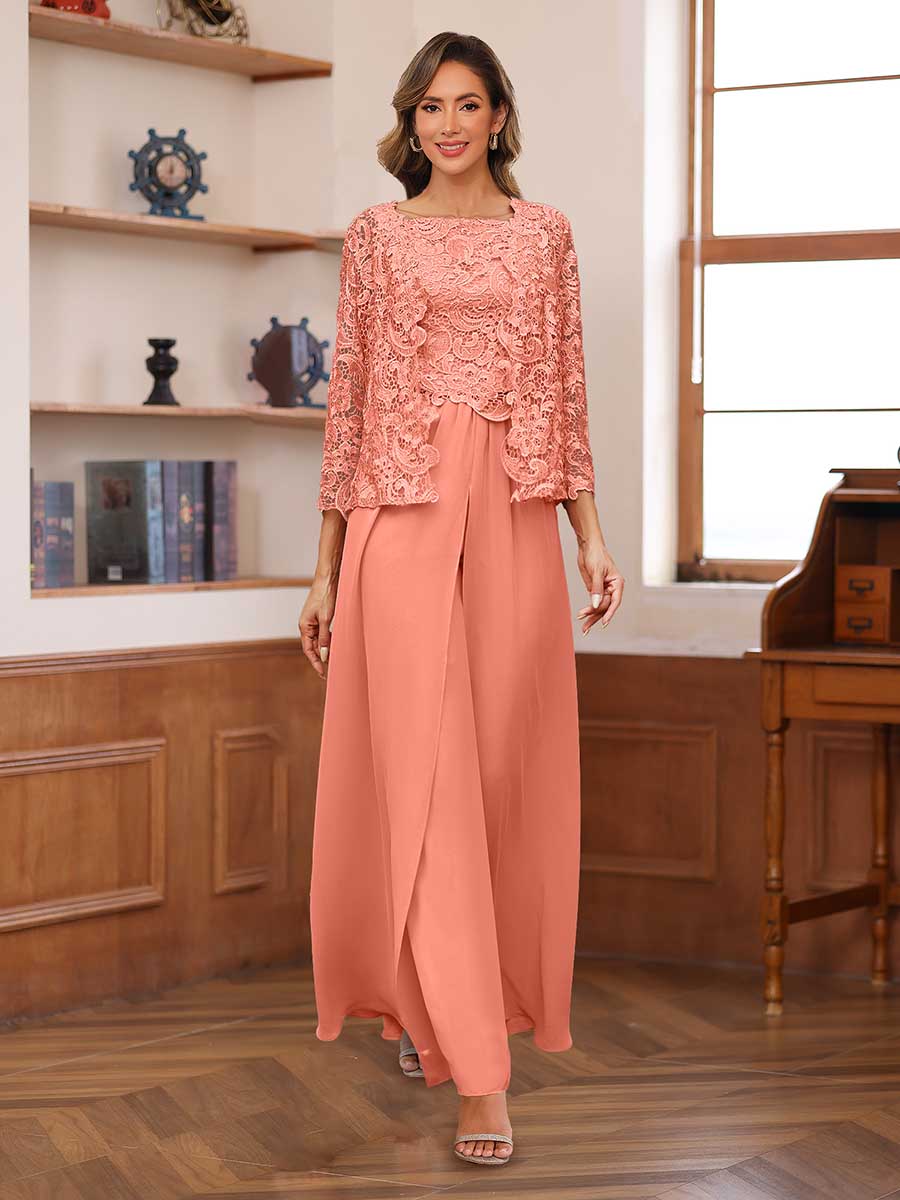 Severine coral front view mother of the bride outfit