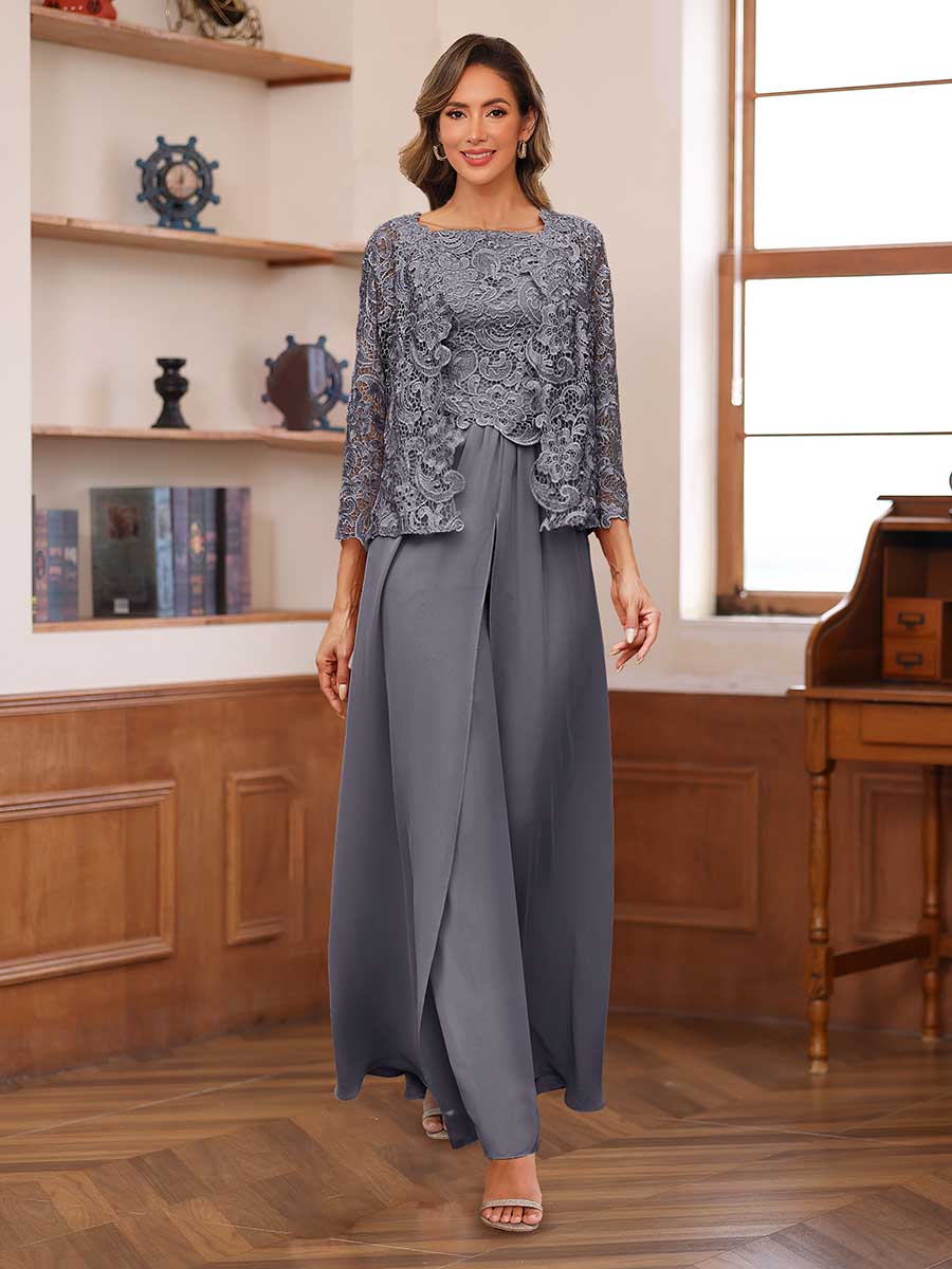 Severine steel grey front view mother of the bride outfit