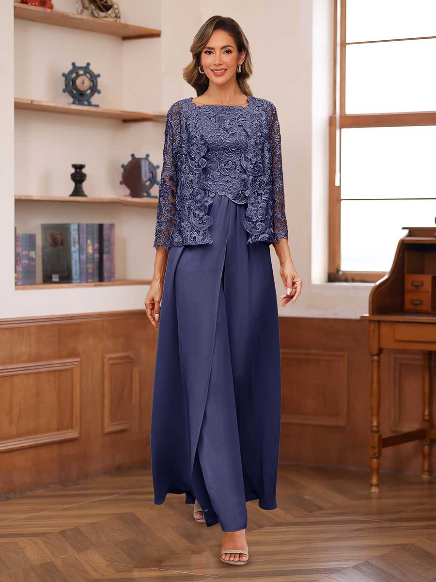 Severine dusty blue alternate front view 2 mother of the bride outfit
