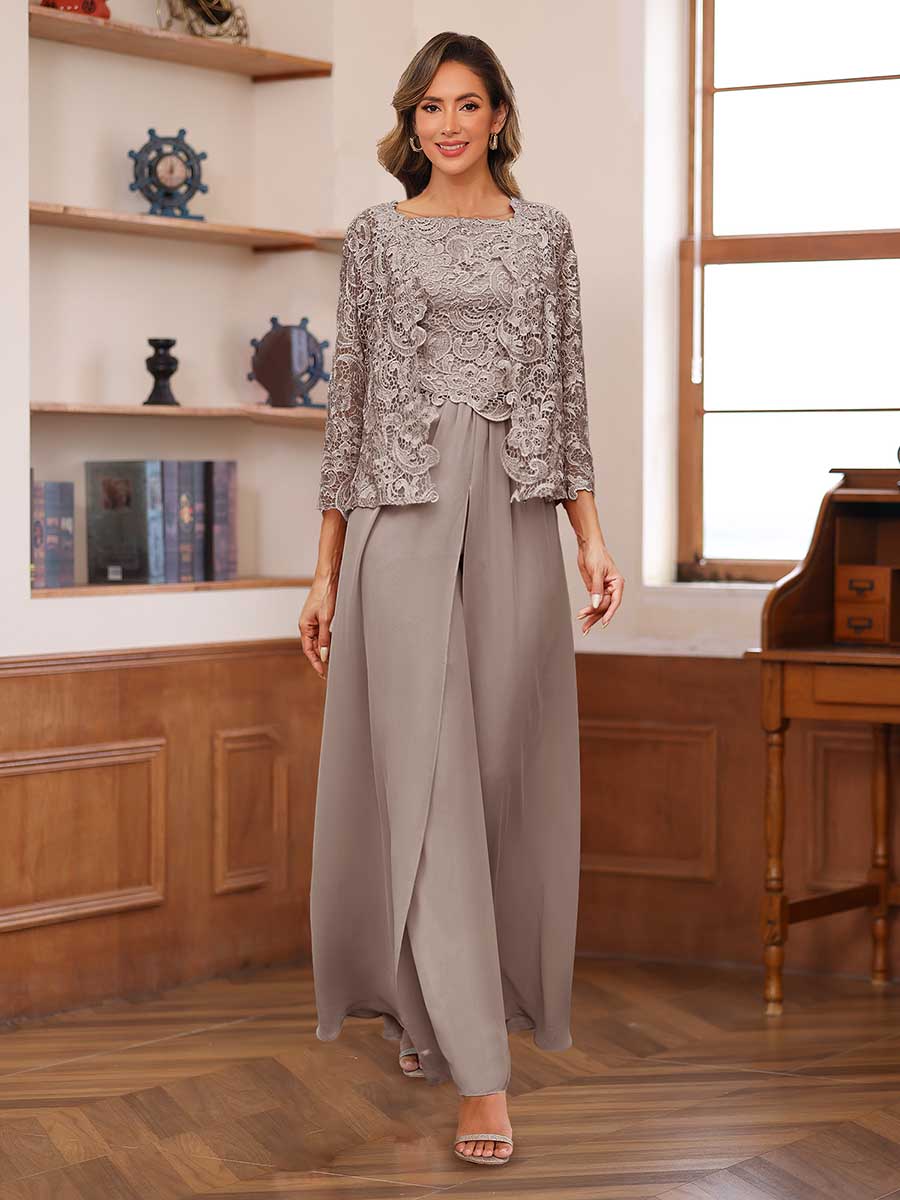Severine taupe front view mother of the bride outfit