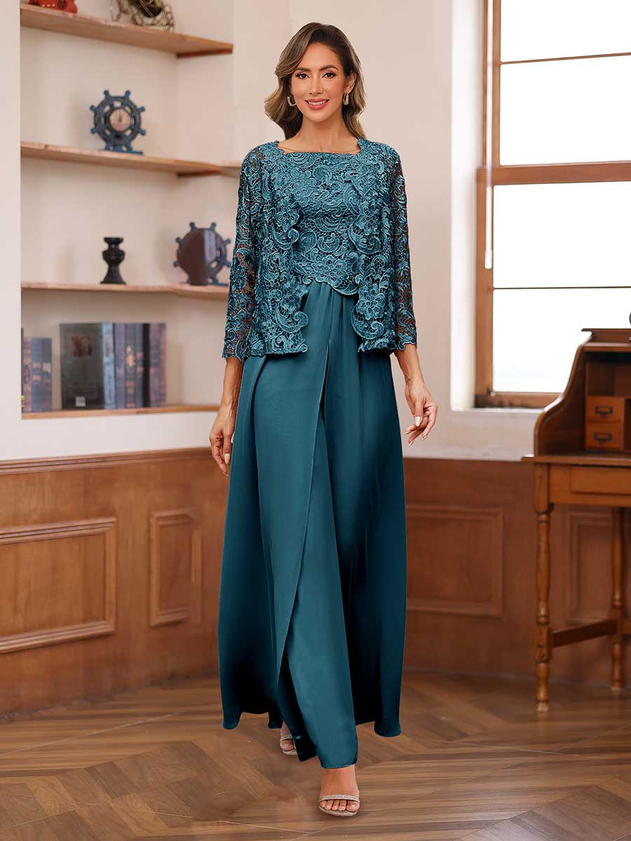Severine teal front view mother of the bride outfit