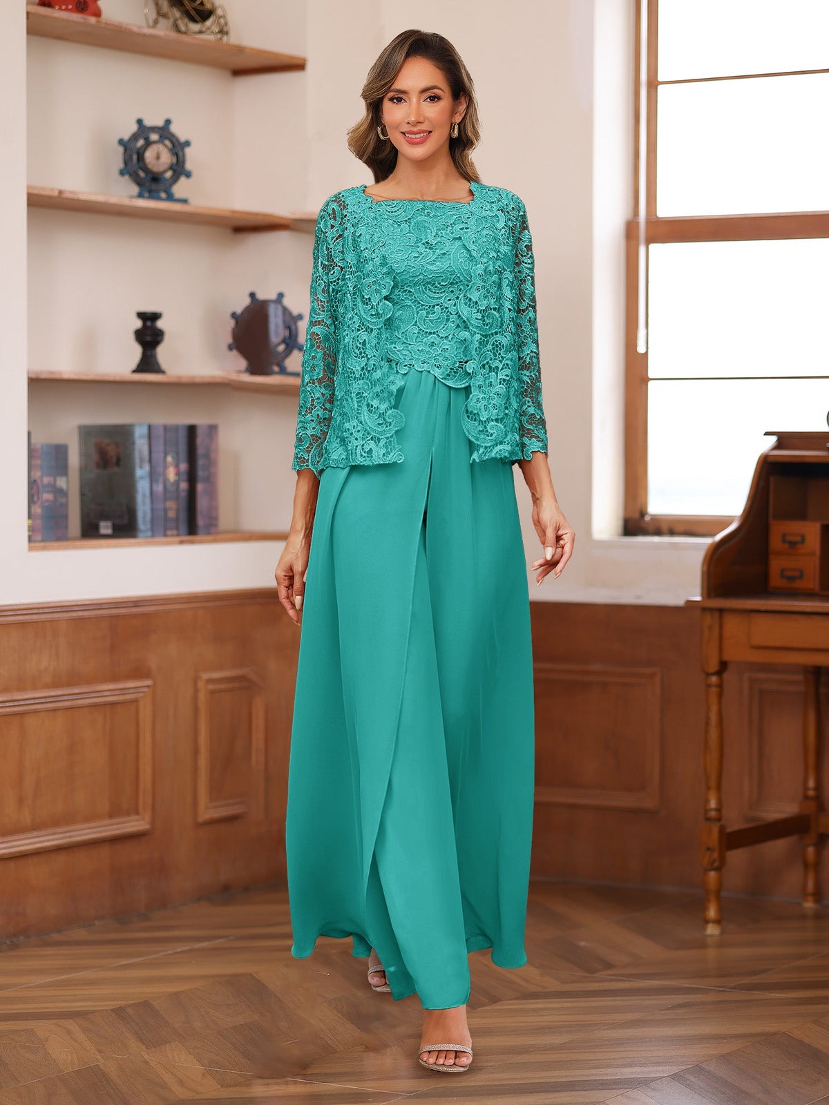 Severine turquoise front view mother of the bride outfit