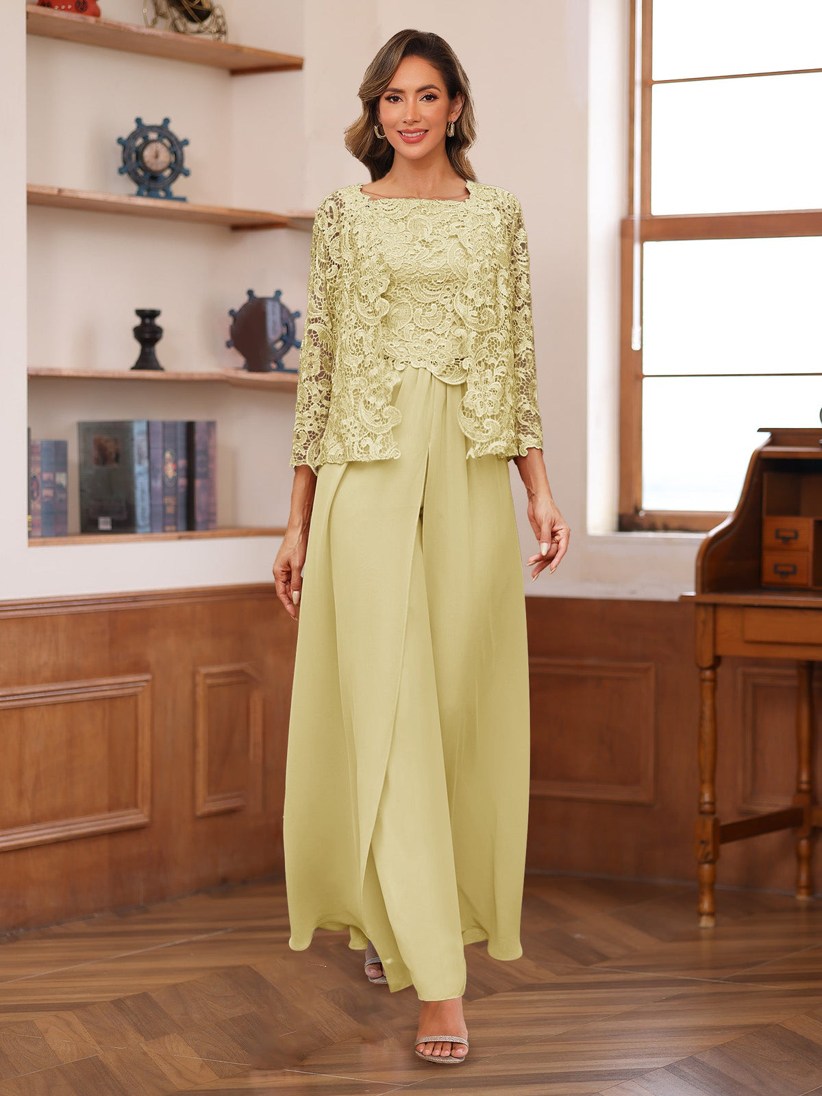 Severine yellow front view mother of the bride outfit