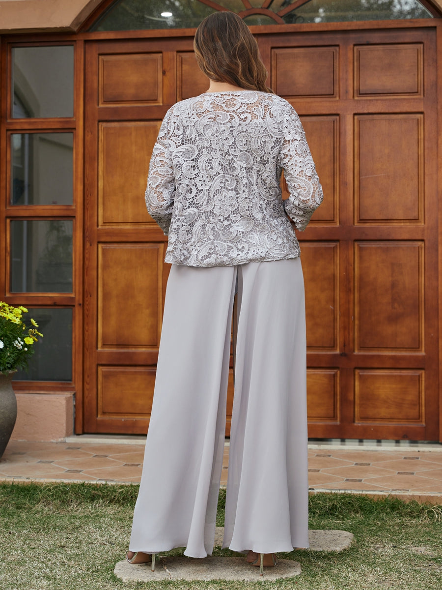 Cassandra June Silver back view mother of the bride dress