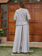 Cassandra June Silver back view mother of the bride dress