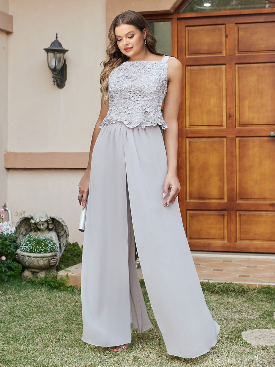 Cassandra June Silver side view mother of the bride dress